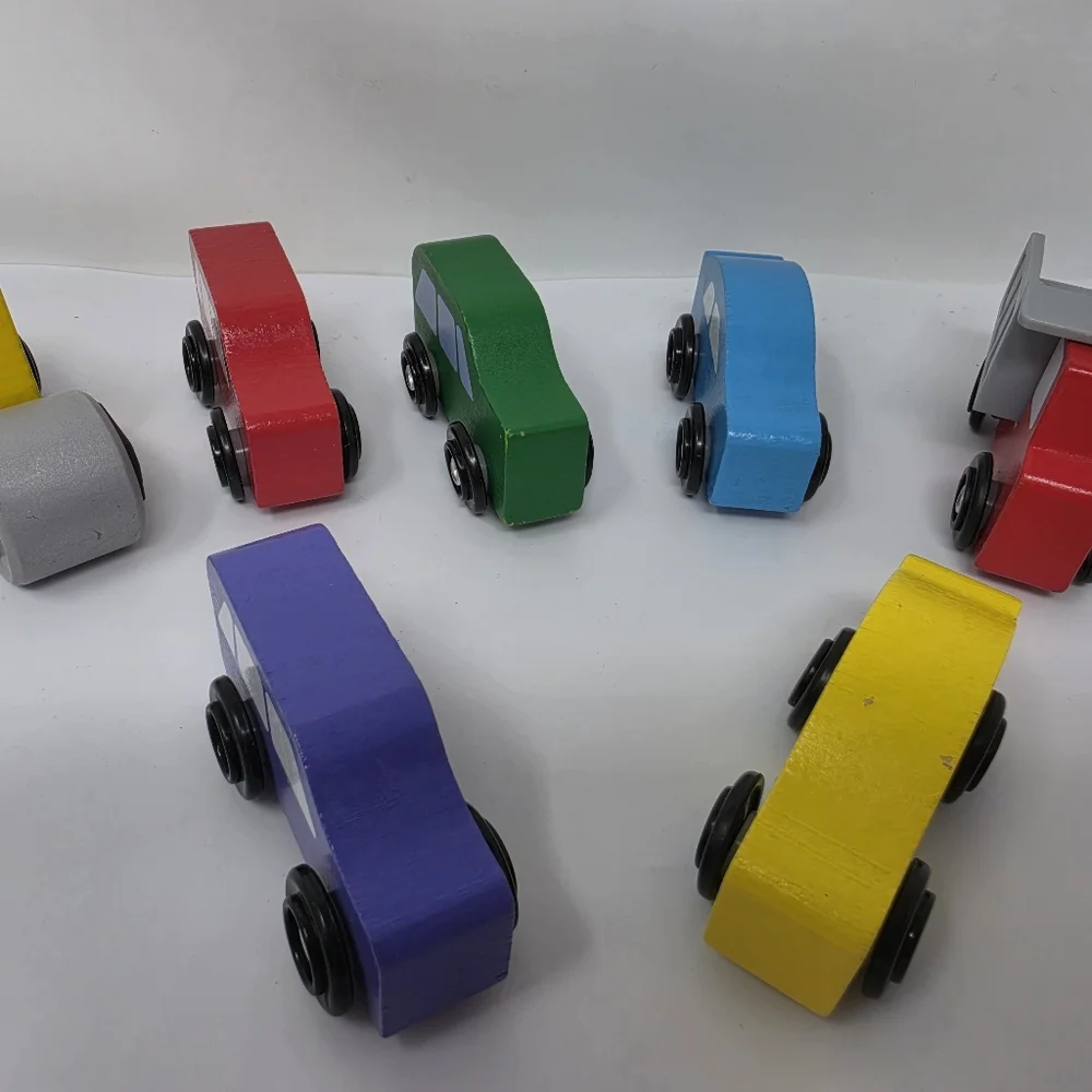 Melissa and Doug Wood Colorful Cars Work Trucks Lot of 7